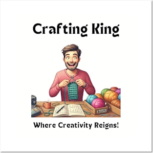 Crafting King:  Where Creativity Reigns, Man Crafting Knitting Posters and Art